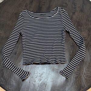 Wild Fable Navy and White Striped Long Sleeve Tee